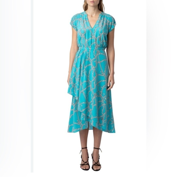 Zadig & Voltaire Dresses & Skirts - Zadig &Voltaire Elegant Turquoise Patterned Dress size Medium